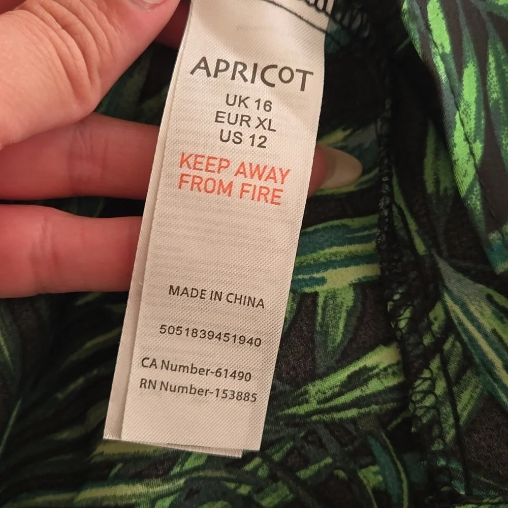Apricot Green Palm Leaf Midi Skirt‎ Tropical Wrap Style Resortwear Summer Travel